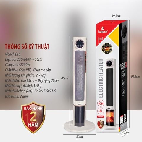 Máy Sưởi Gốm PTC Kalpen E10 Công Suất 2200W