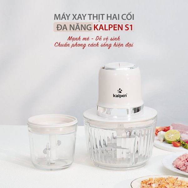 Máy Xay Thịt Hai Cối Đa Năng Kalpen S1 Công Suất 600W Dung Tích 2L