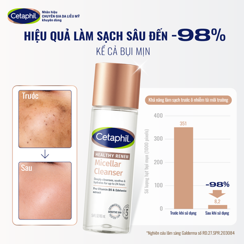 Nước tẩy trang chống lão hóa chuyên sâu cho da nhạy cảm CETAPHIL HEALTHY RENEW MICELLAR CLEANSER WATER 160ML