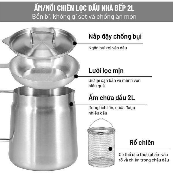 Nồi chiên inox đa năng 2L Tanaka - FRY-IN2L