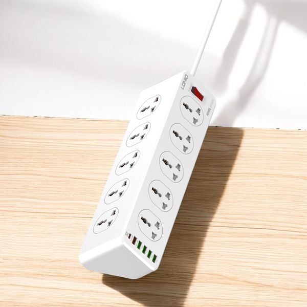 Ổ Cắm Điện Đa Năng LDNIO SC10610 10 Chấu 05 Cổng USB-A 01 Cổng Type-C