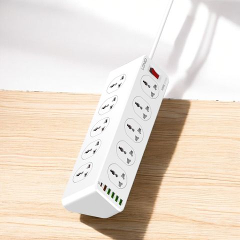 Ổ Cắm Điện Đa Năng LDNIO SC10610 10 Chấu 05 Cổng USB-A 01 Cổng Type-C