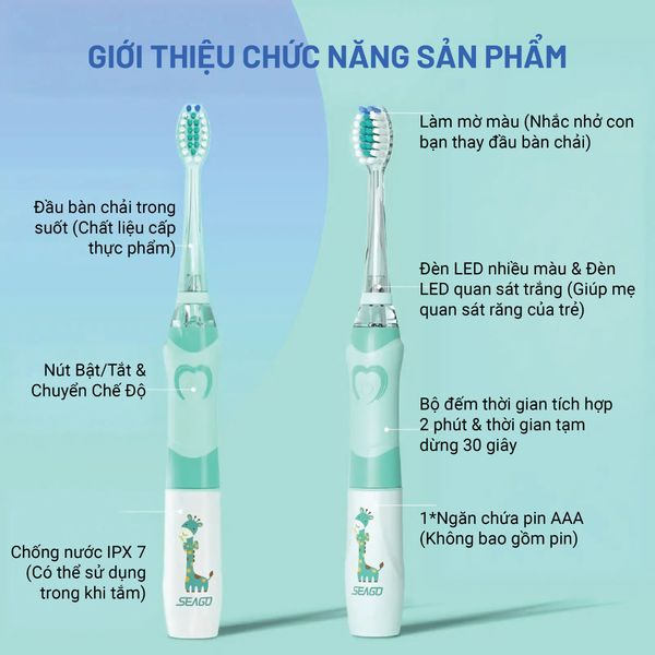 Bàn Chải Điện Seago Cho Bé SG-977 ( Nhiều Màu Sắc )