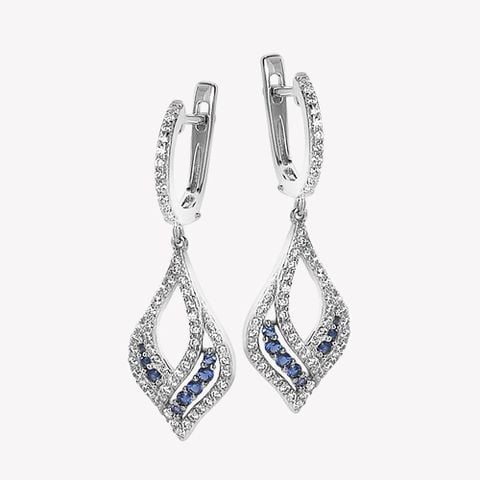 Bông Tai Blue & White Zirconium