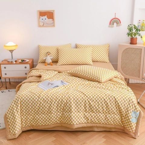 Bộ Drap & Chăn Chần Cotton Đũi Stripies 180x200 (4 Món) - 18FTK35