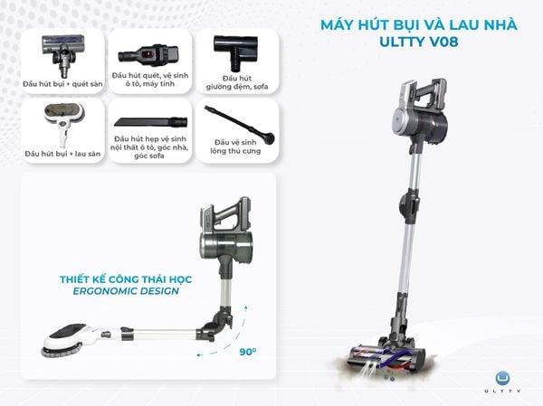 Máy hút bụi và lau nhà không dây U Ultty model V08
