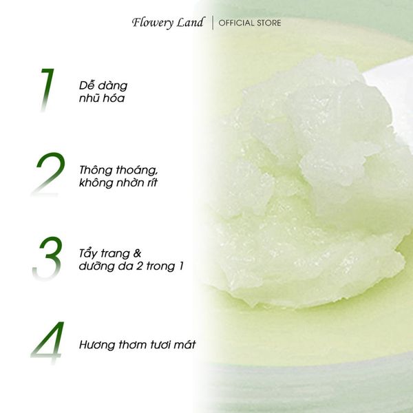 Sáp Tẩy Trang Avocado FLOWERY LAND 60G Làm Sạch Sâu Make-up Dày Dễ Nhũ Hóa Không Bết Rít & Dưỡng Cho Da Nhạy Cảm