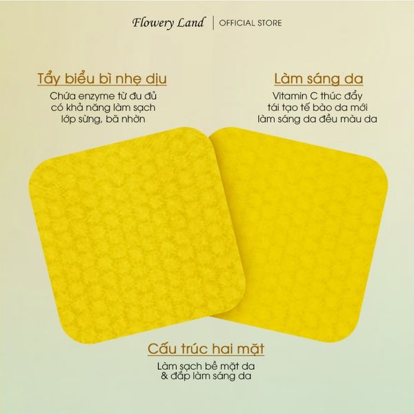 Toner Pad Chiết Xuất Đu Đủ & V-C FLOWERY LAND 190g Dưỡng Sáng Làm Đều Màu Da Mờ Thâm Sạm Cấp Ẩm Sâu