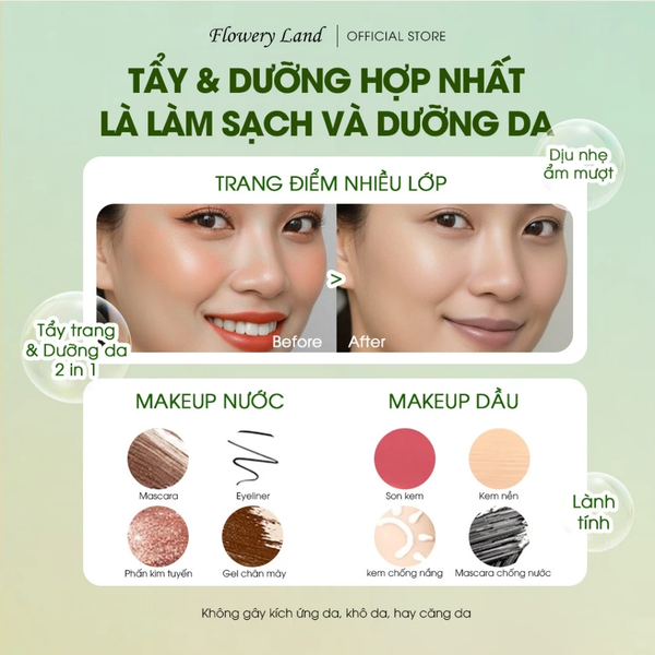 Dầu Tẩy Trang Chiết Xuất Bơ FLOWERY LAND 150ml Làm Sạch Sâu Cấp Nước Đa Tầng & Dưỡng Da Mềm Mịn