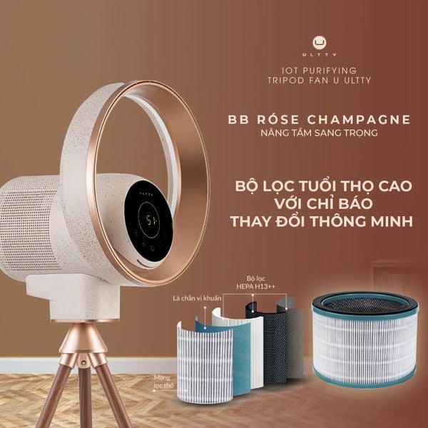 Quạt lọc không khí và khử khuẩn Ultty BB ( Rose Champange & Grey )
