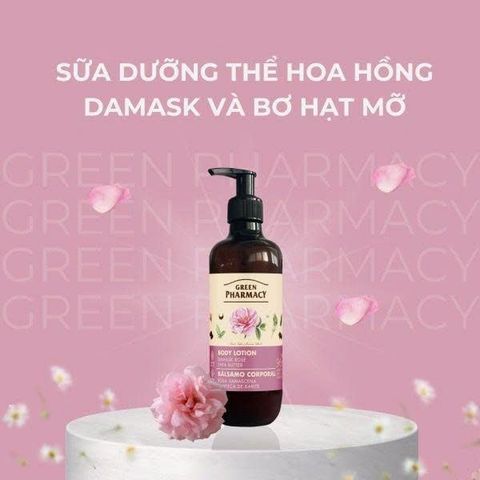 Sữa dưỡng thể Green Pharmacy Hoa hồng Damask và Bơ hạt mỡ 400ml