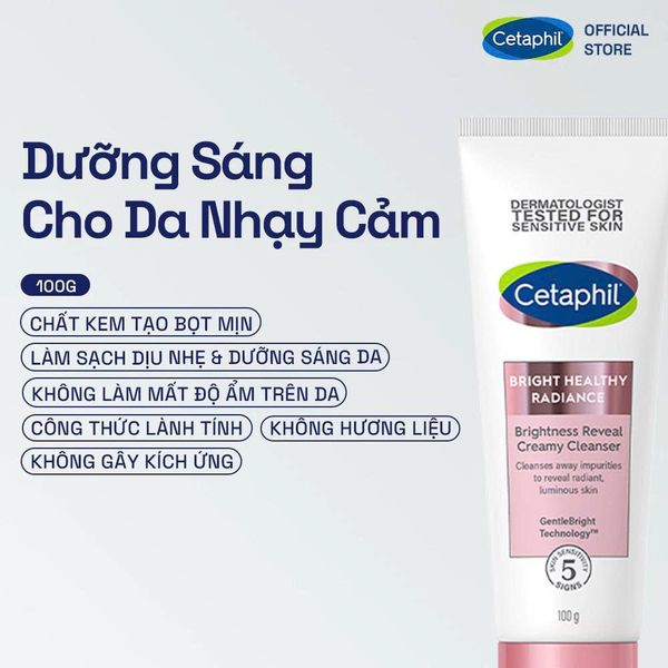 Sữa rửa mặt làm sáng da Cetaphil Bright Healthy Radiance Brightness Reveal Creamy Cleanser 100g