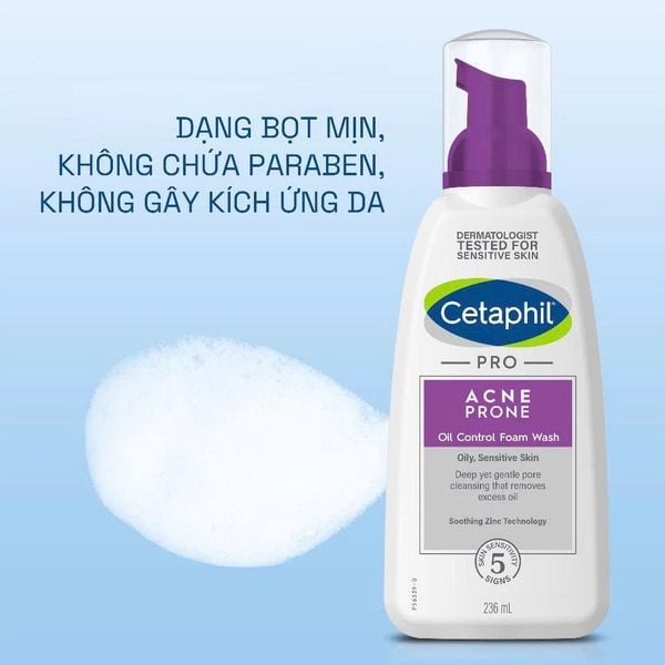 Sữa rửa mặt tạo bọt mịn dịu lành cho da dầu mụn nhạy cảm CETAPHIL PRO ACNE PRONE/OIL CONTROL FOAM WASH