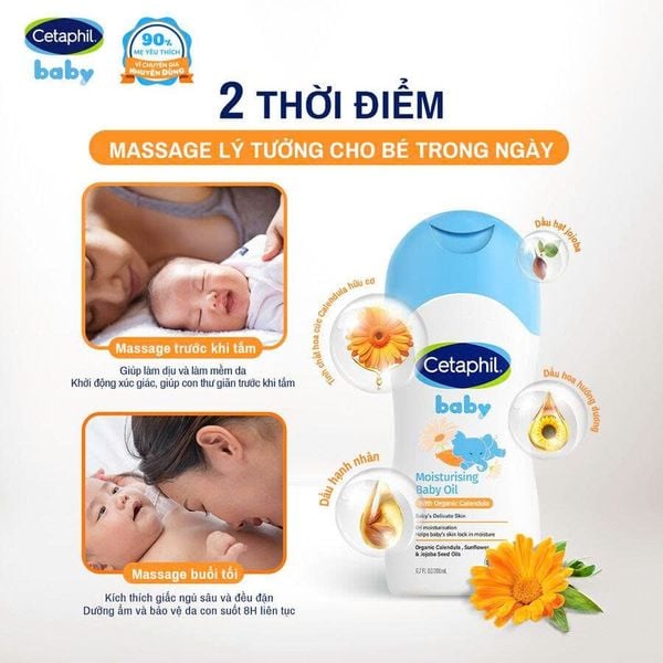 Dầu massage dưỡng ẩm BABY MOISTURISING OIL WITH CALENDULA 200ML