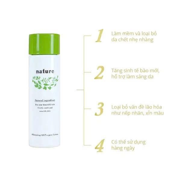 Nước Dưỡng Da Naris Nature Loại Bỏ Tế Bào Chết 2in1 200ml Whitening All Purpose Lotion