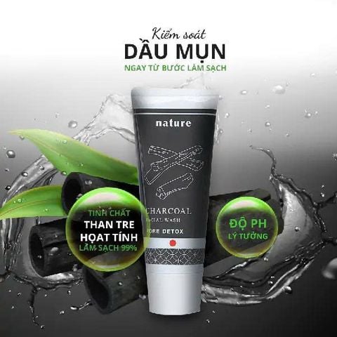 Sữa Rửa Mặt Se Khít Lỗ Chân Lông - Nature Charcoal Facial Wash 100G