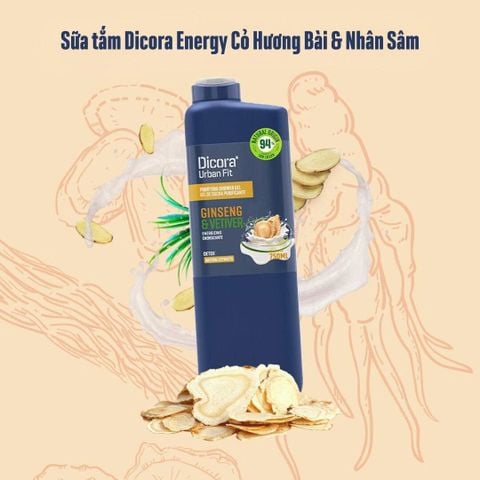 Sữa tắm Dicora Urban Fit Energy Cỏ Hương Bài & Nhân Sâm 750ml