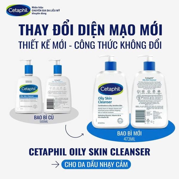 Sữa rửa mặt dịu lành cho da dầu nhạy cảm CETAPHIL OILY SKIN CLEANSER