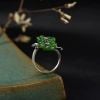 Nhẫn Nữ Kya Jewel Ngọc Nephrite Xanh Lục Dáng Hoa Rực Rỡ (Bạc, Freesize) - NAR1