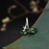 Nhẫn Nữ Kya Jewel Ngọc Nephrite Xanh Lục Dáng Hoa Rực Rỡ (Bạc, Freesize) - NAR1