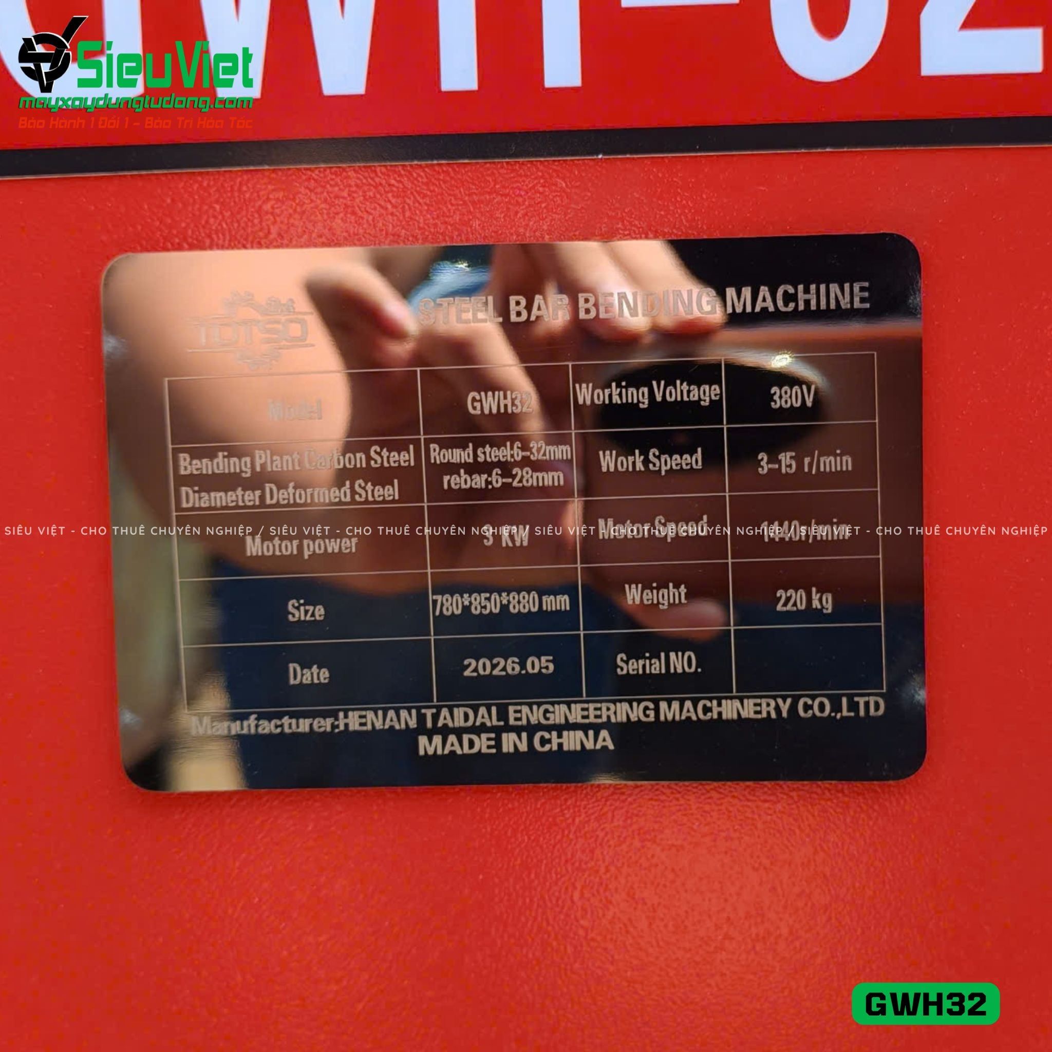 Máy uốn tròn sắt xây dựng phi 10-25 GWH32 - Điện 380v, 3 Pha