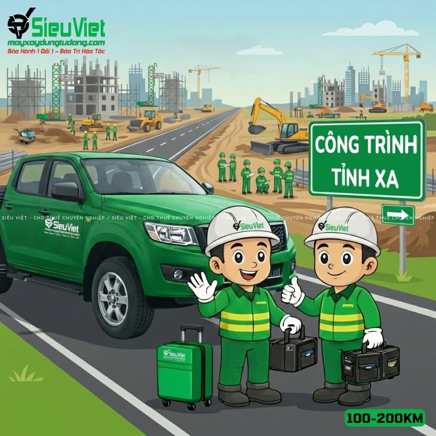 Chi phí đi lại, sinh hoạt công trình tỉnh xa từ 100 - 200km