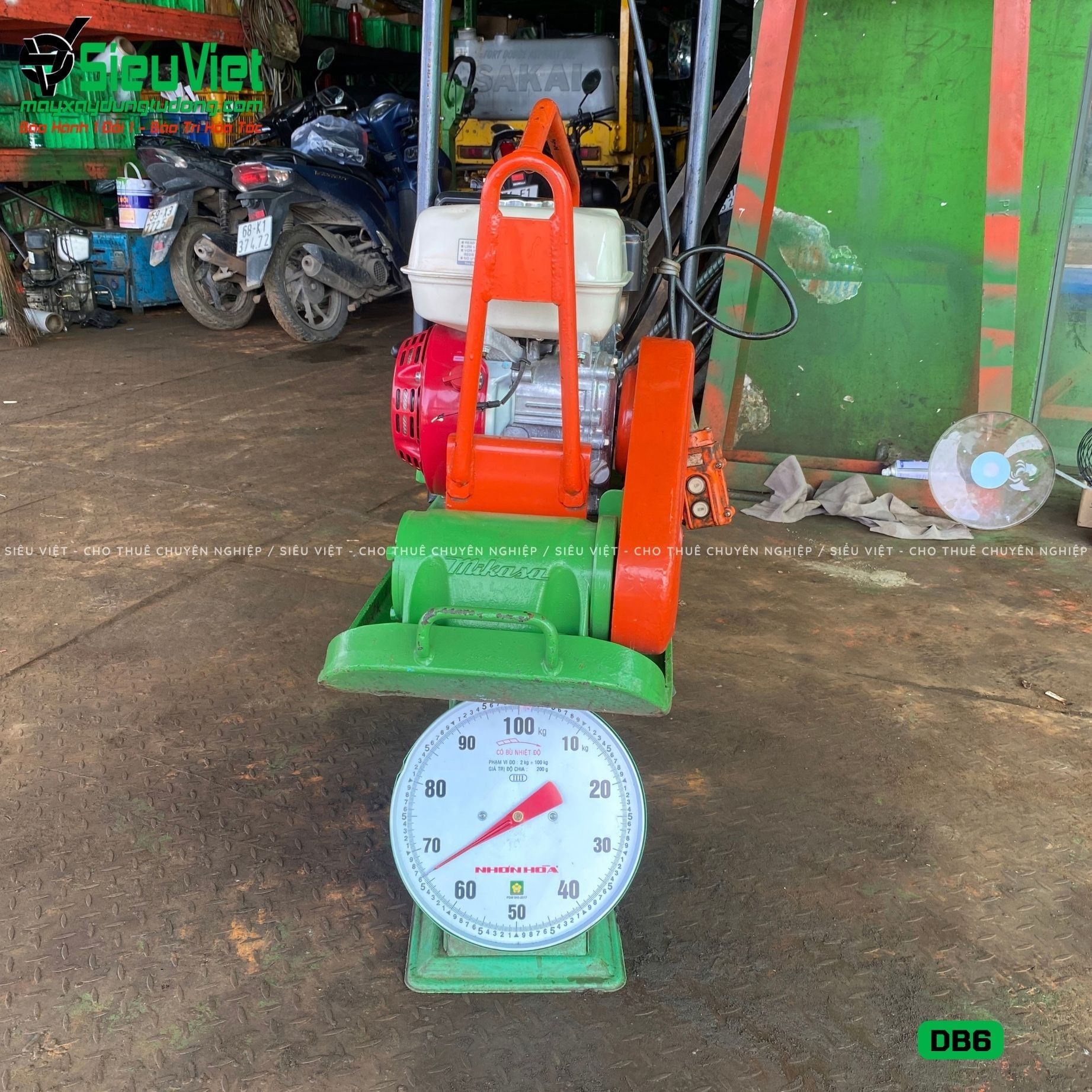 (Cũ) Máy đầm bàn 59>70Kg DB6 Nhật Bản (Động cơ Honda GX160 mới 100%)