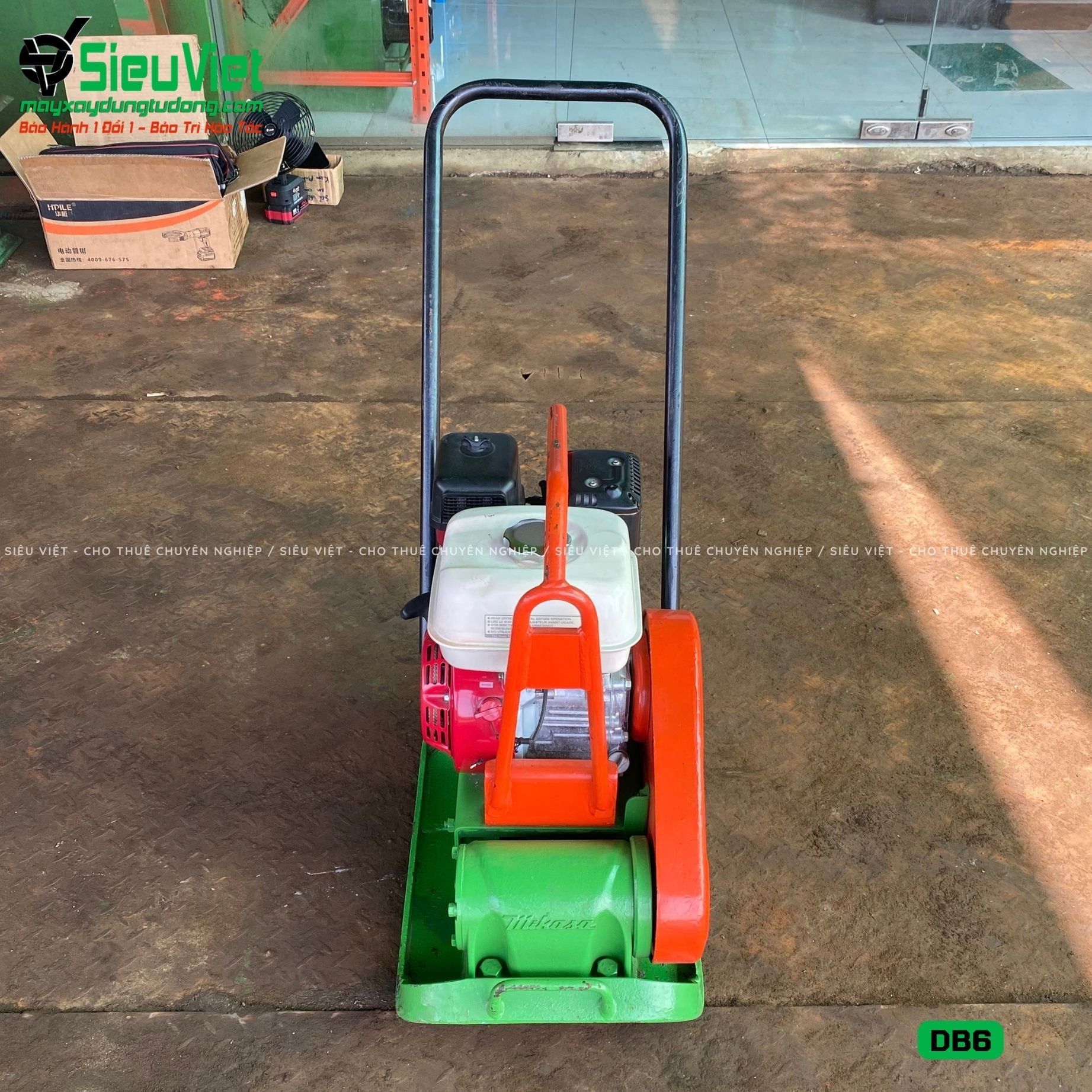 (Cũ) Máy đầm bàn 59>70Kg DB6 Nhật Bản (Động cơ Honda GX160 mới 100%)
