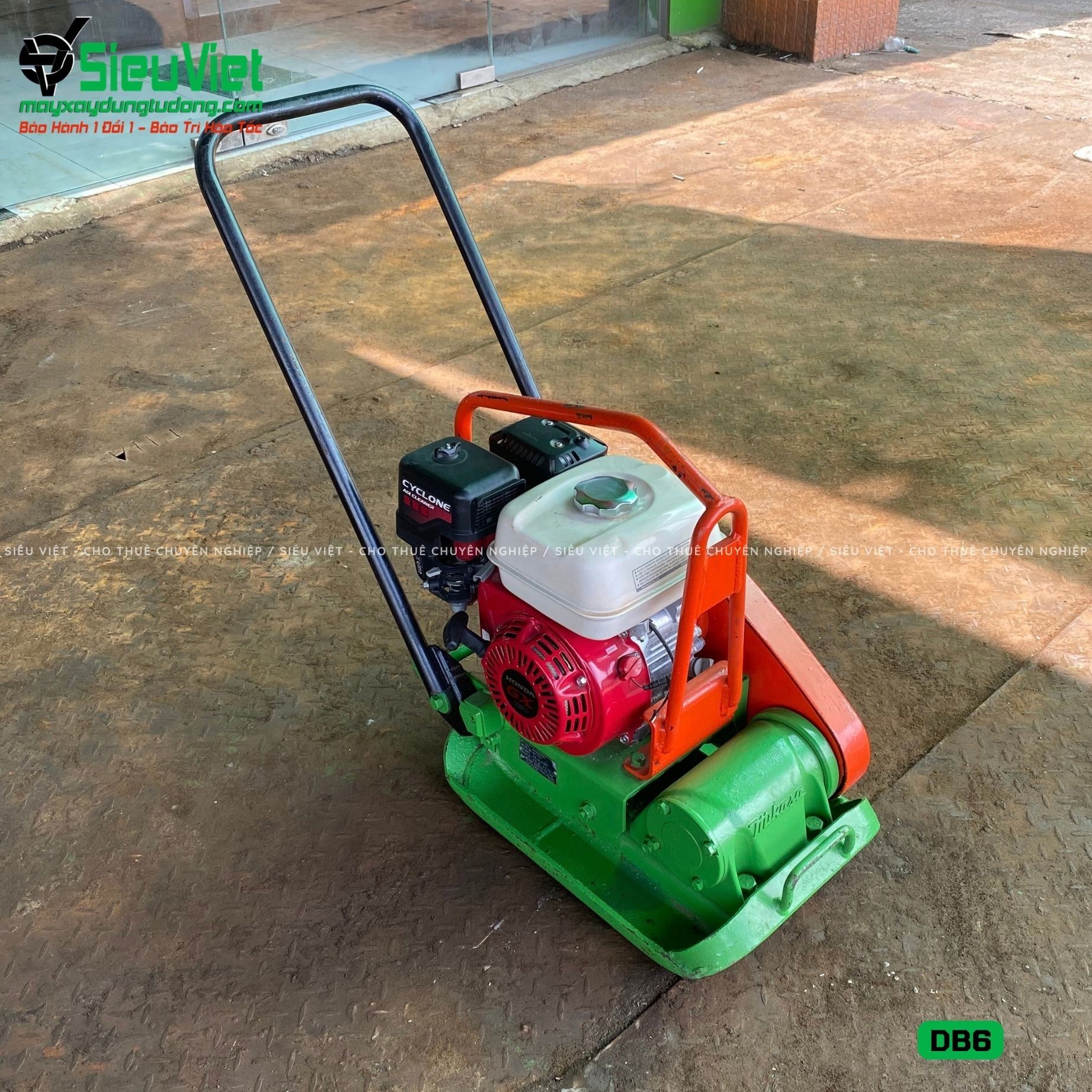 (Cũ) Máy đầm bàn 59>70Kg DB6 Nhật Bản (Động cơ Honda GX160 mới 100%)
