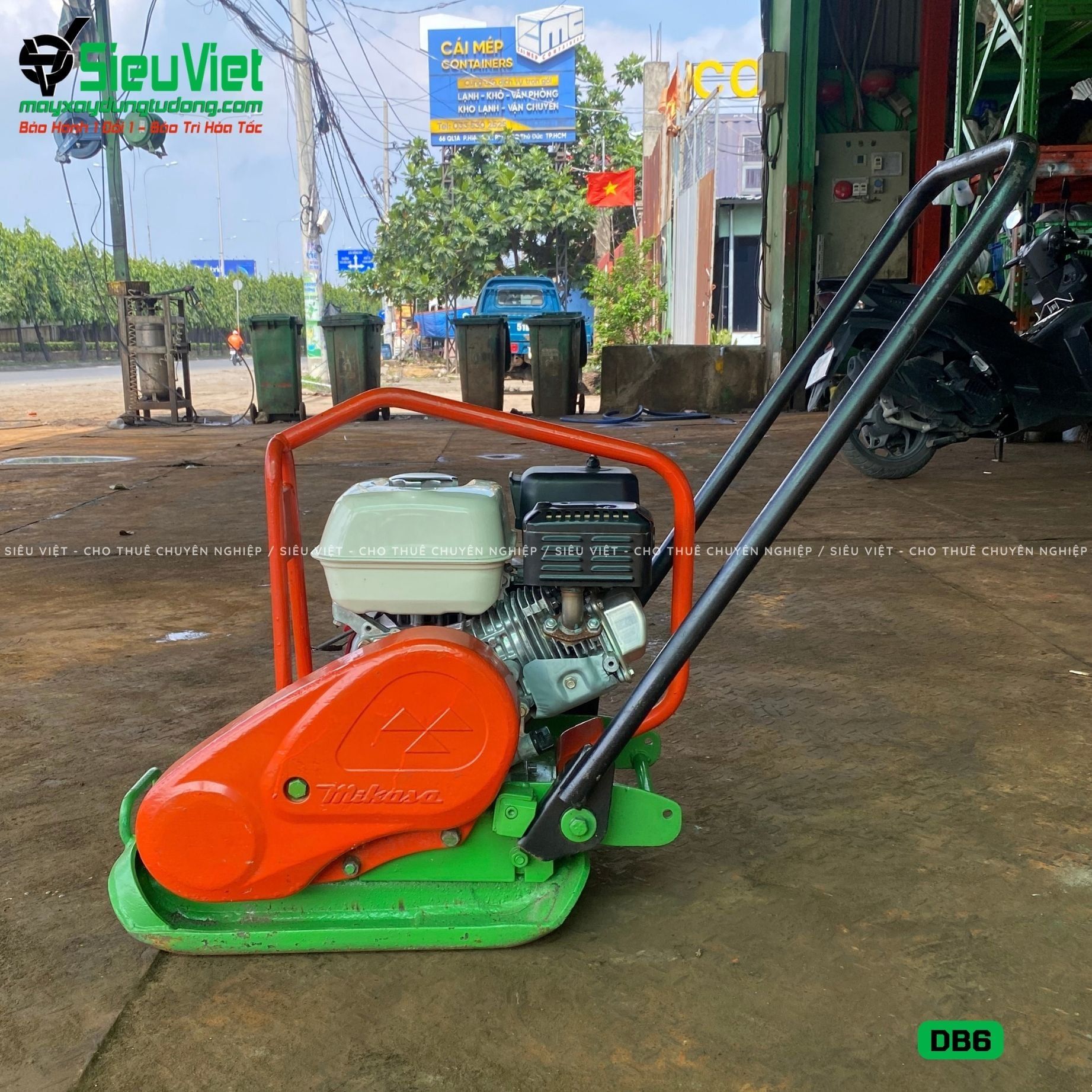 (Cũ) Máy đầm bàn 59>70Kg DB6 Nhật Bản (Động cơ Honda GX160 mới 100%)