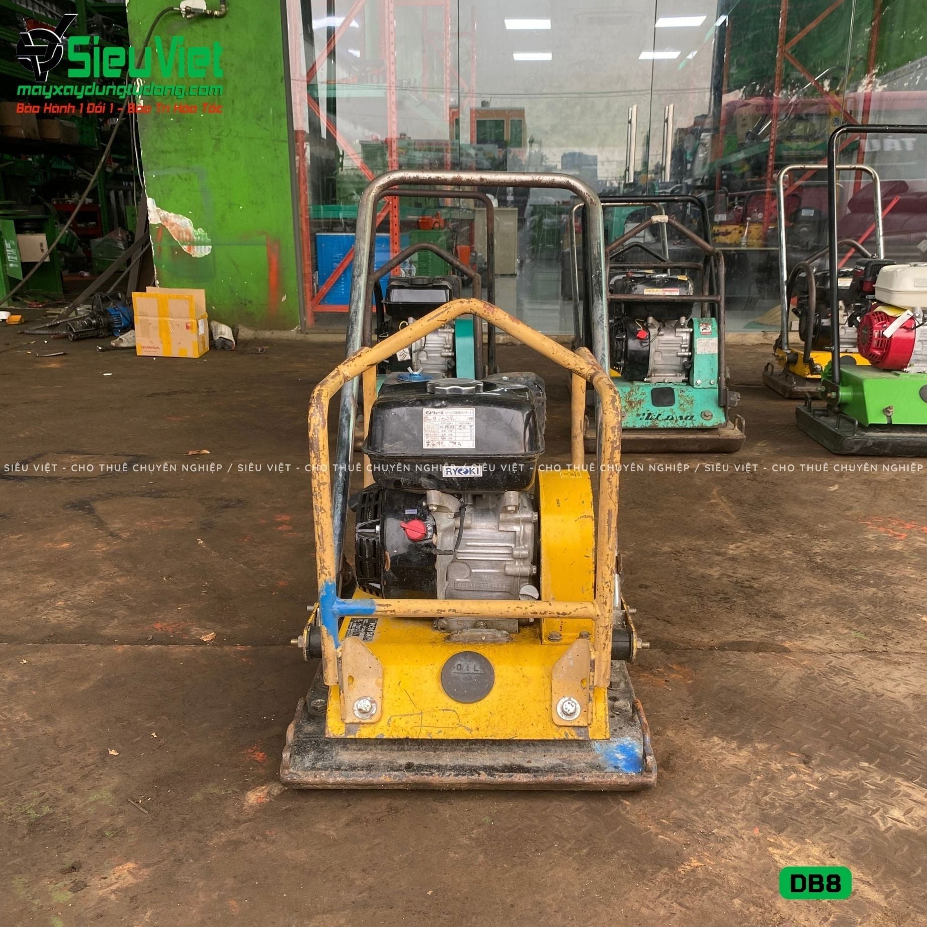 (Cũ) Máy đầm bàn 80-95Kg DB8 Nhật Bản (Động cơ Honda GX160 mới 100%)