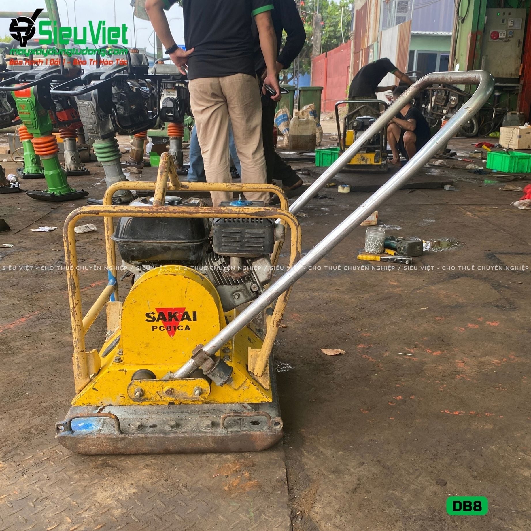 (Cũ) Máy đầm bàn 80-95Kg DB8 Nhật Bản (Động cơ Honda GX160 mới 100%)
