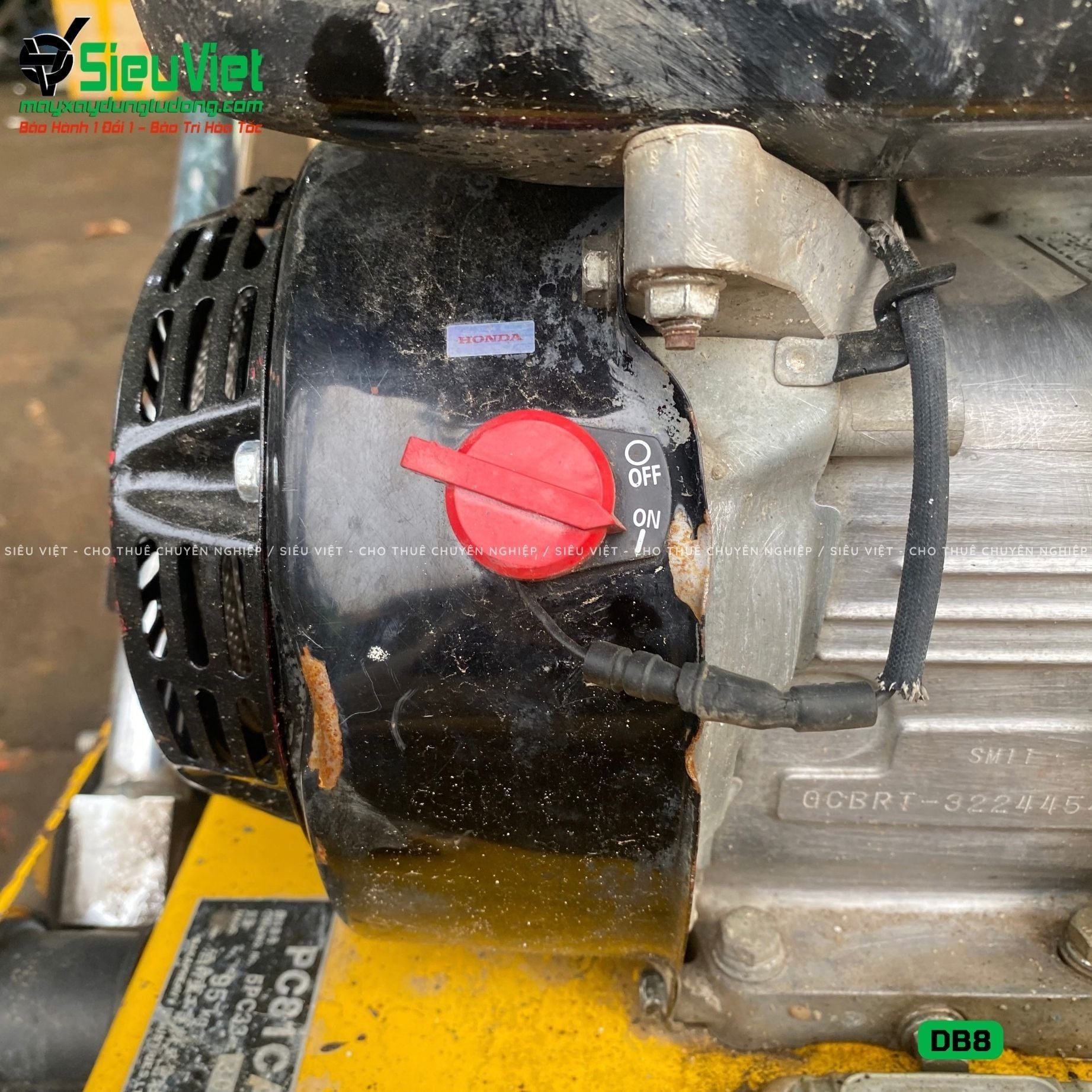 (Cũ) Máy đầm bàn 80-95Kg DB8 Nhật Bản (Động cơ Honda GX160 mới 100%)