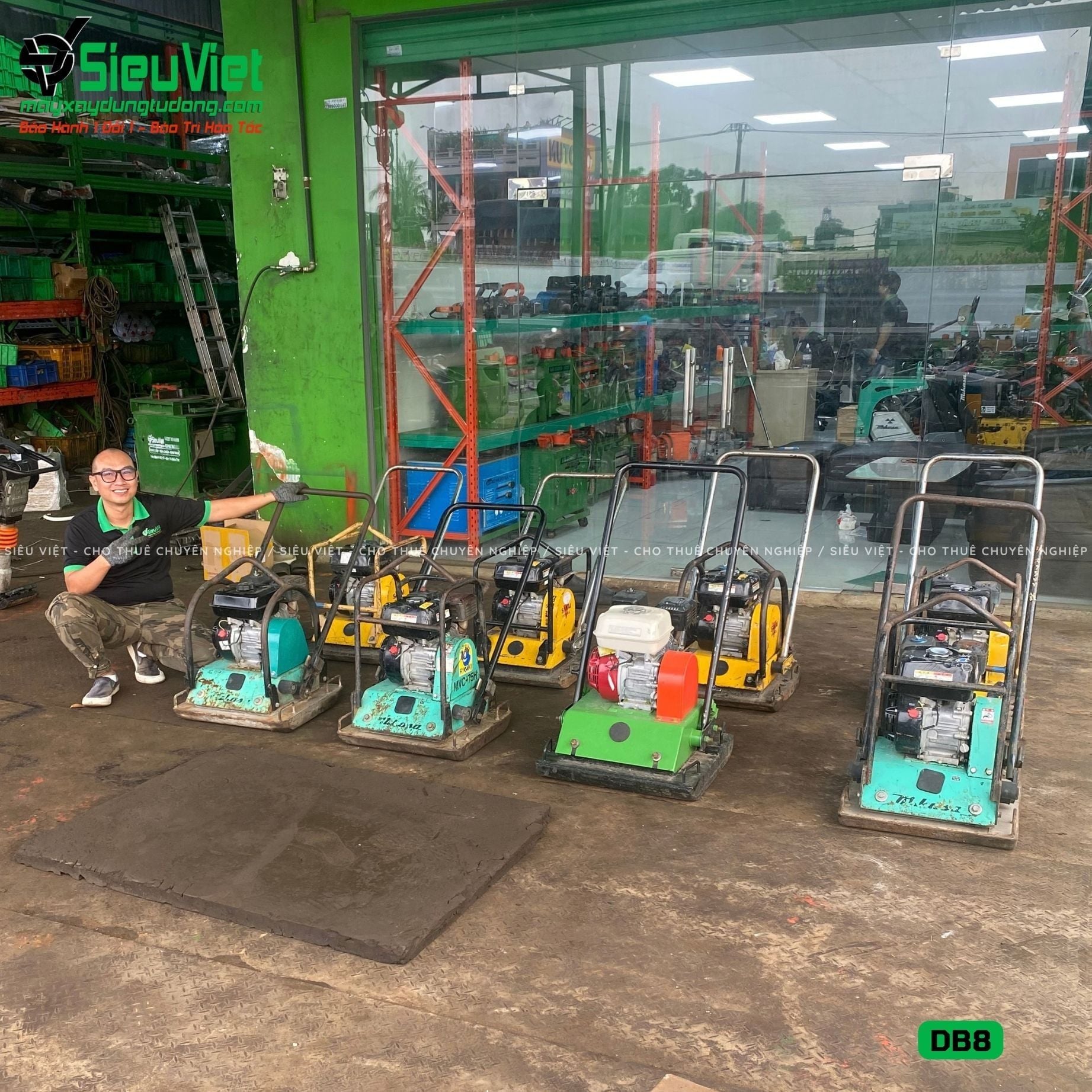 Thuê Tháng Máy đầm bàn DB8 75-100Kg (Xăng)