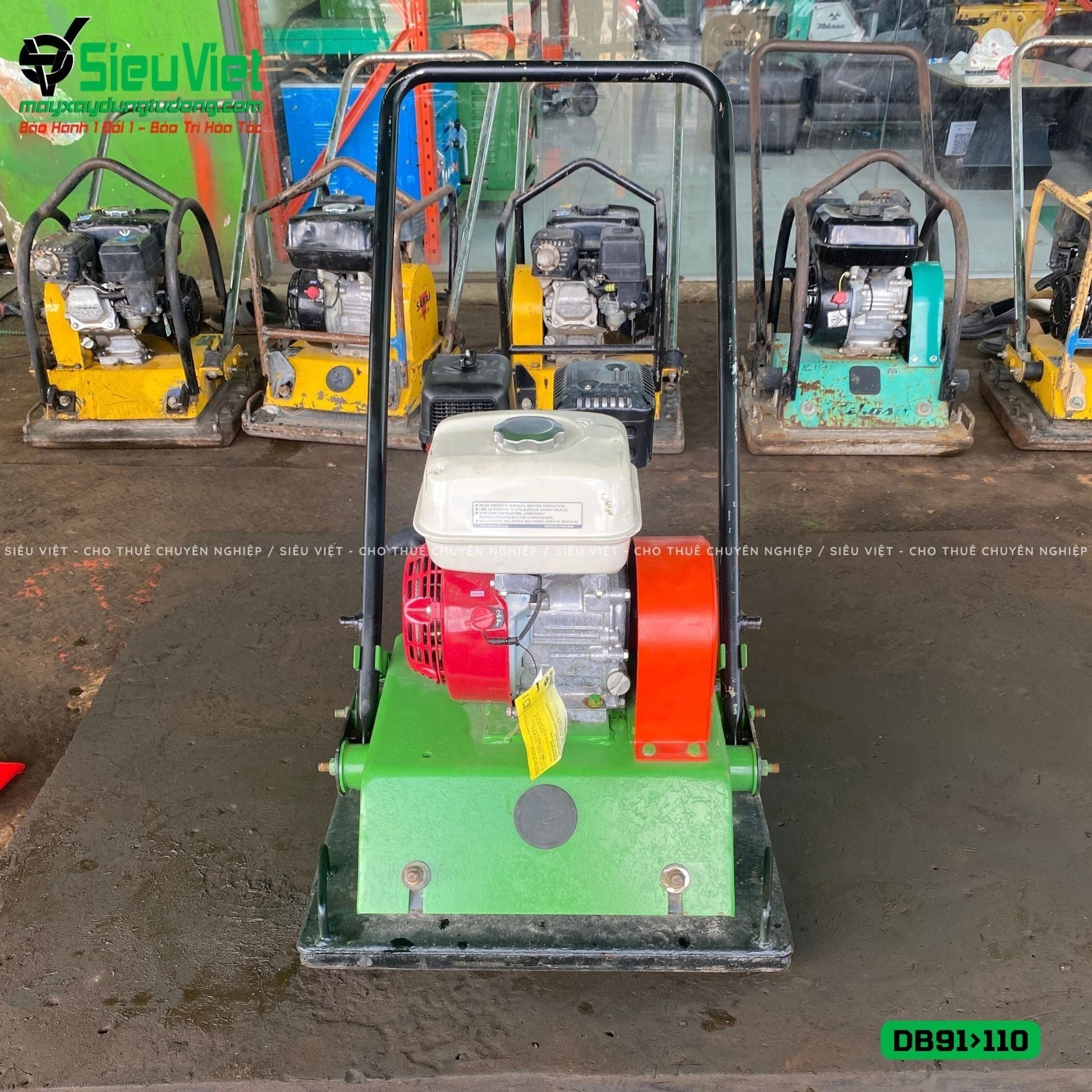 (Cũ) Máy đầm bàn 91>110Kg Nhật Bản (Động cơ Honda GX200 mới 100%)