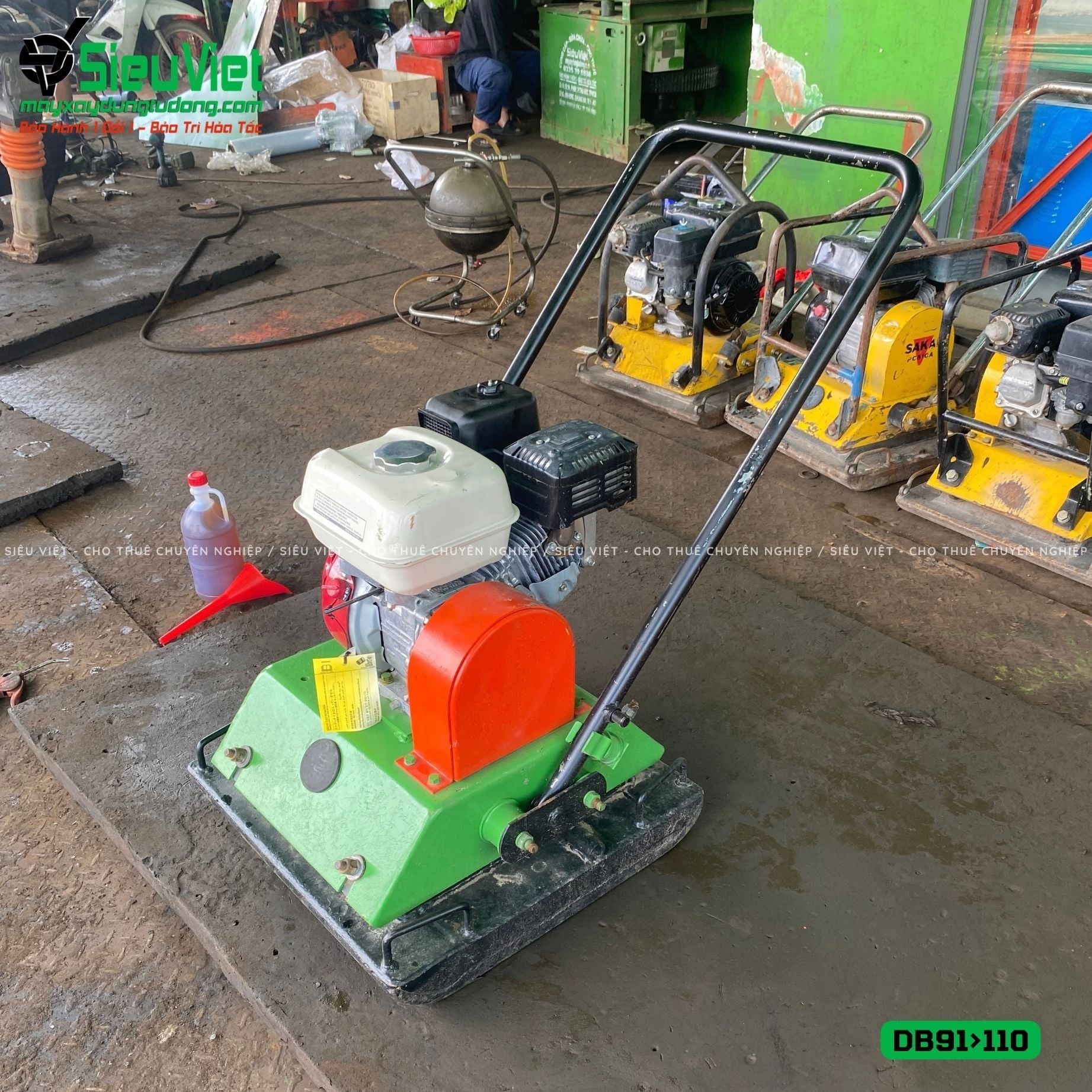 (Cũ) Máy đầm bàn 91>110Kg Nhật Bản (Động cơ Honda GX200 mới 100%)