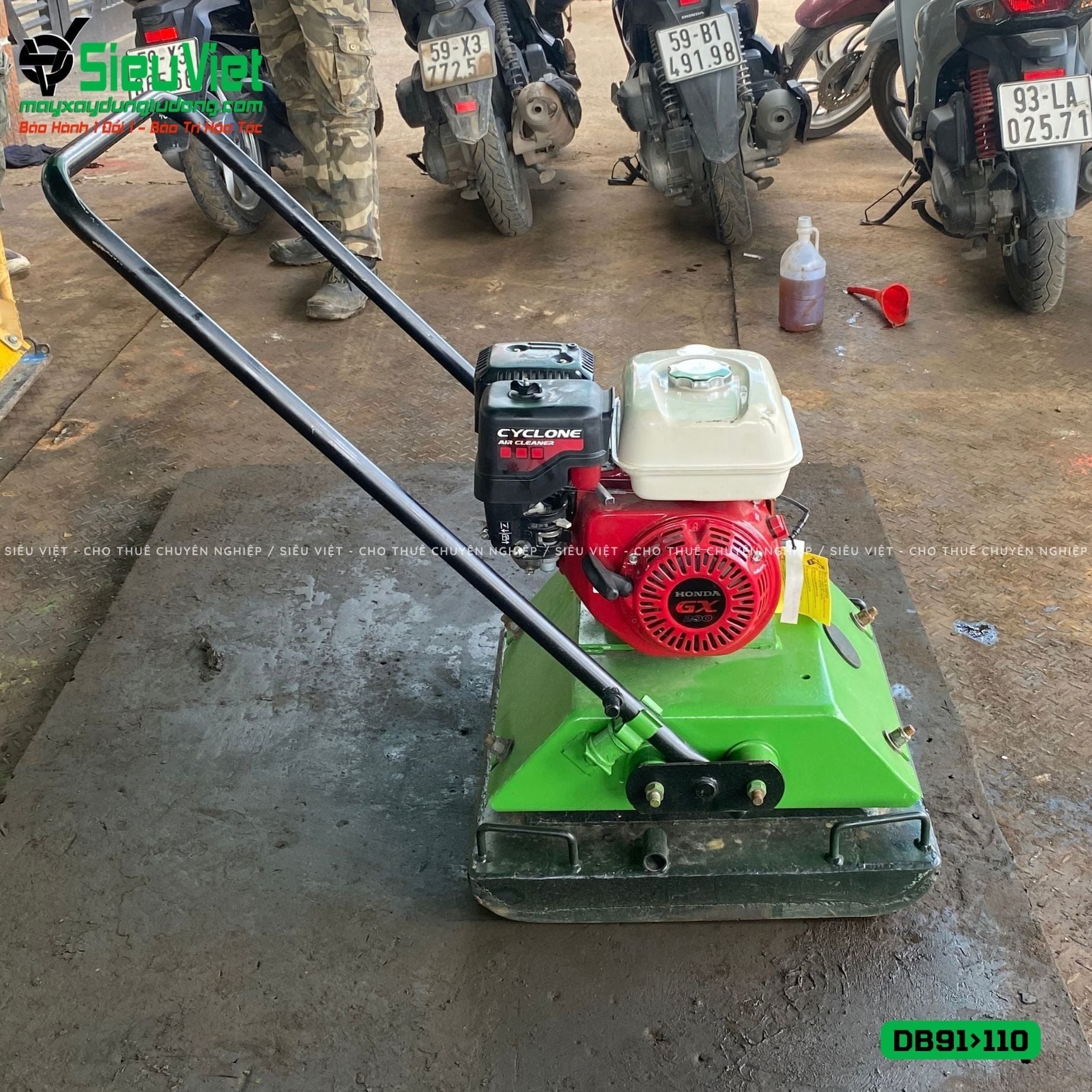 (Cũ) Máy đầm bàn 91>110Kg Nhật Bản (Động cơ Honda GX200 mới 100%)