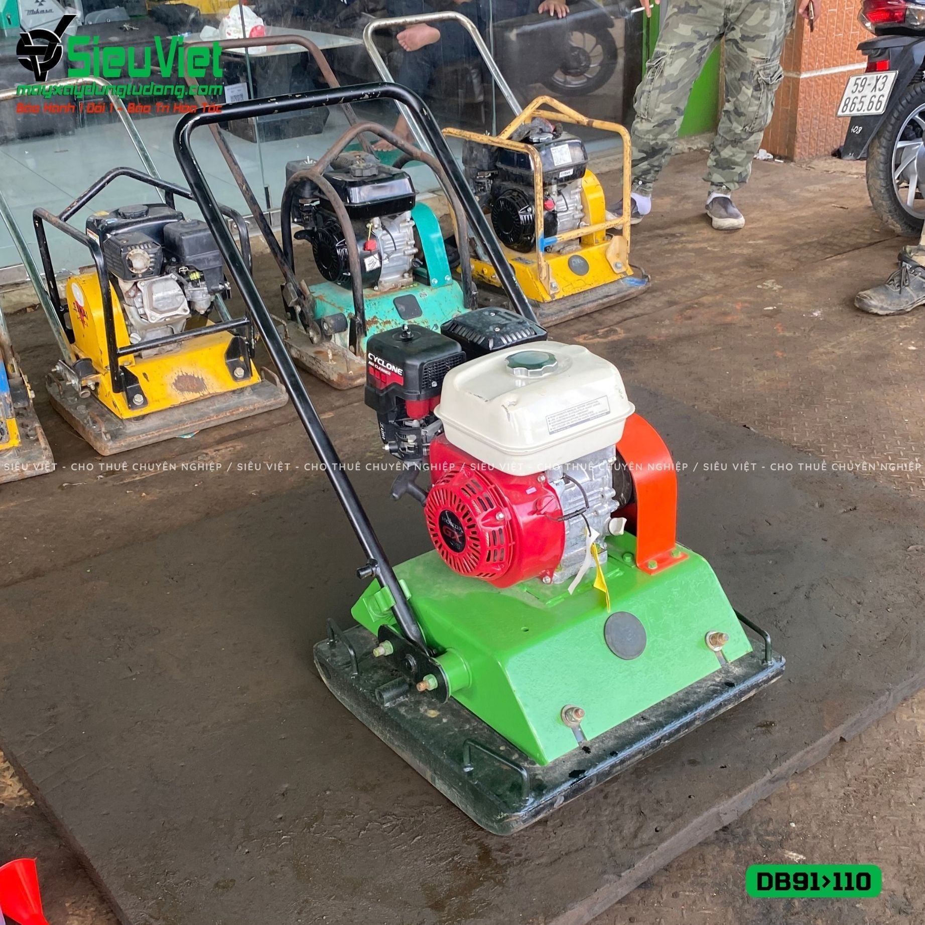 (Cũ) Máy đầm bàn 91>110Kg Nhật Bản (Động cơ Honda GX200 mới 100%)