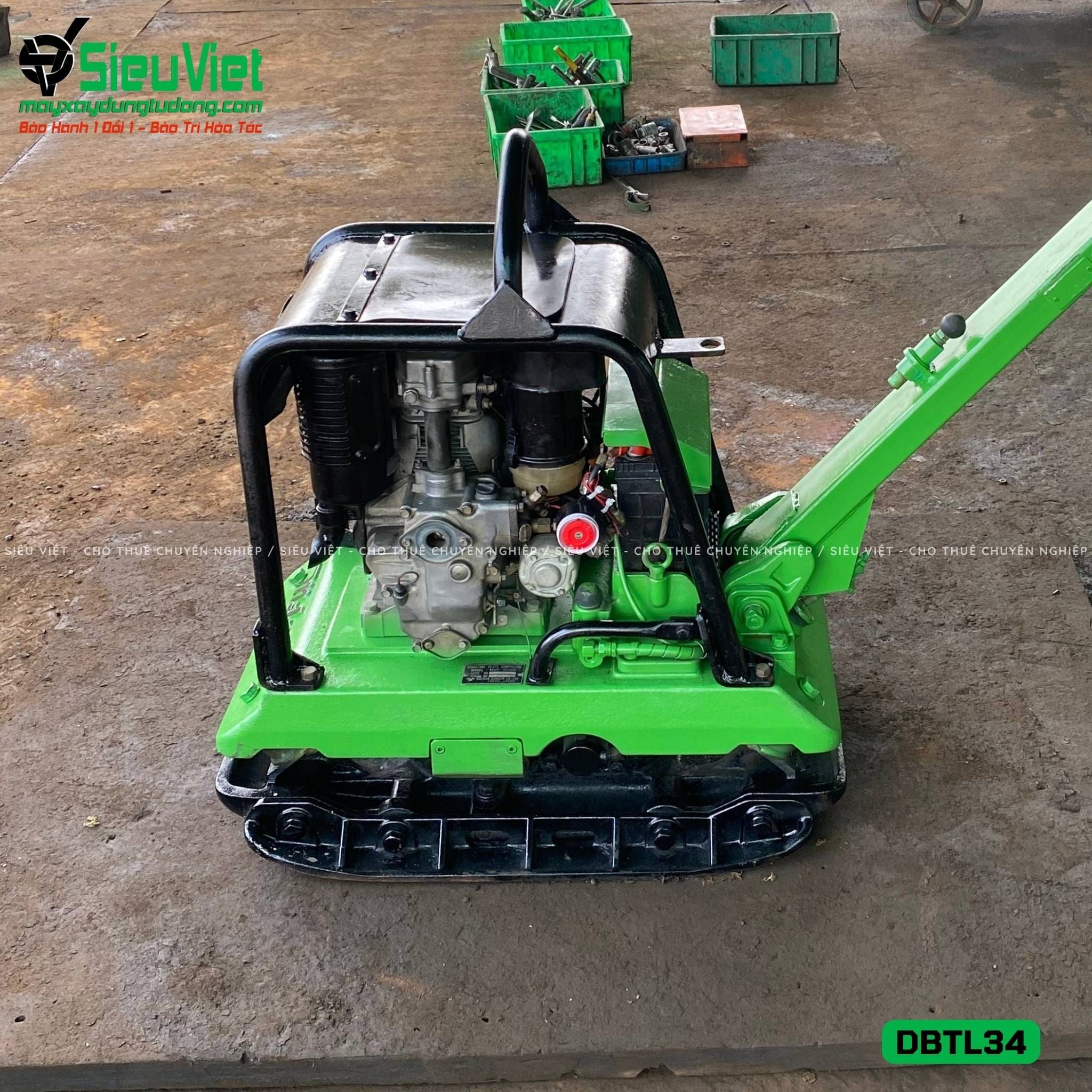 Cũ, Loại 3 - Máy đầm bàn thuỷ lực DBTL34 300-400Kg - Dầu Diesel