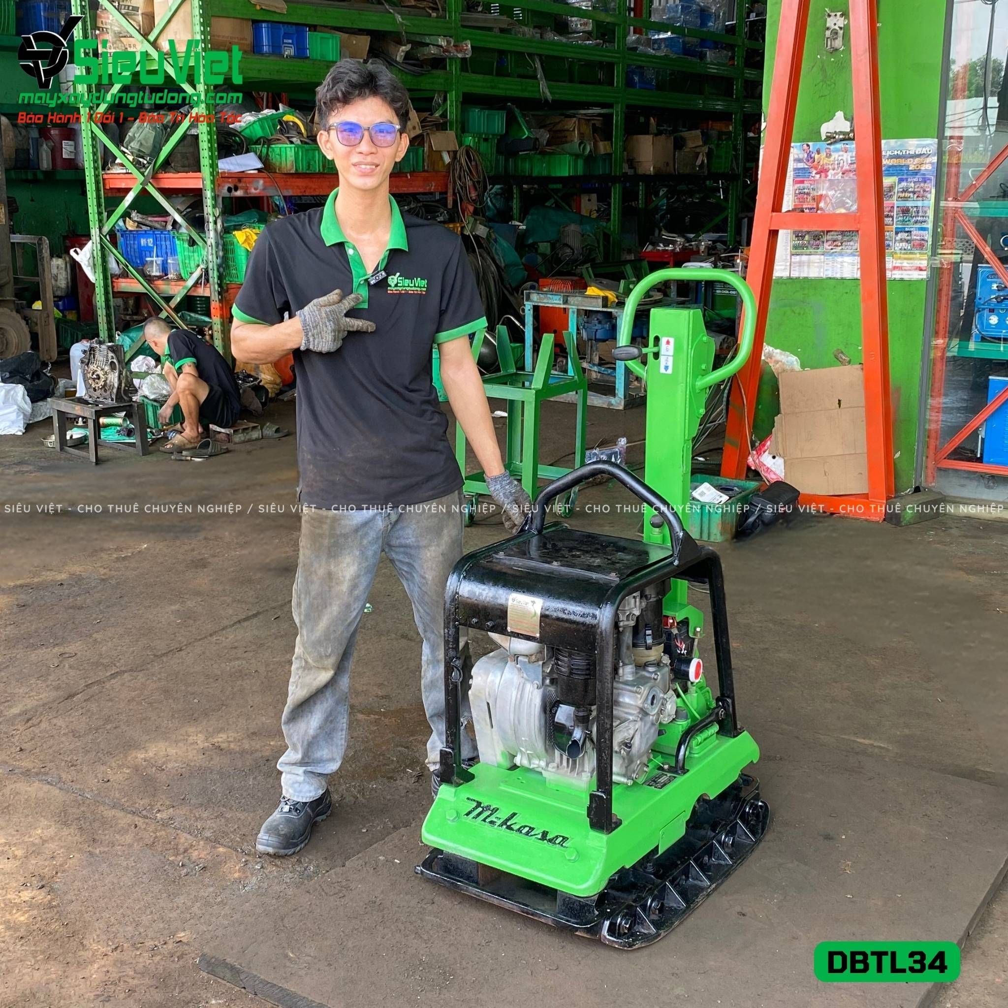 Cũ, Loại 3 - Máy đầm bàn thuỷ lực DBTL34 300-400Kg - Dầu Diesel