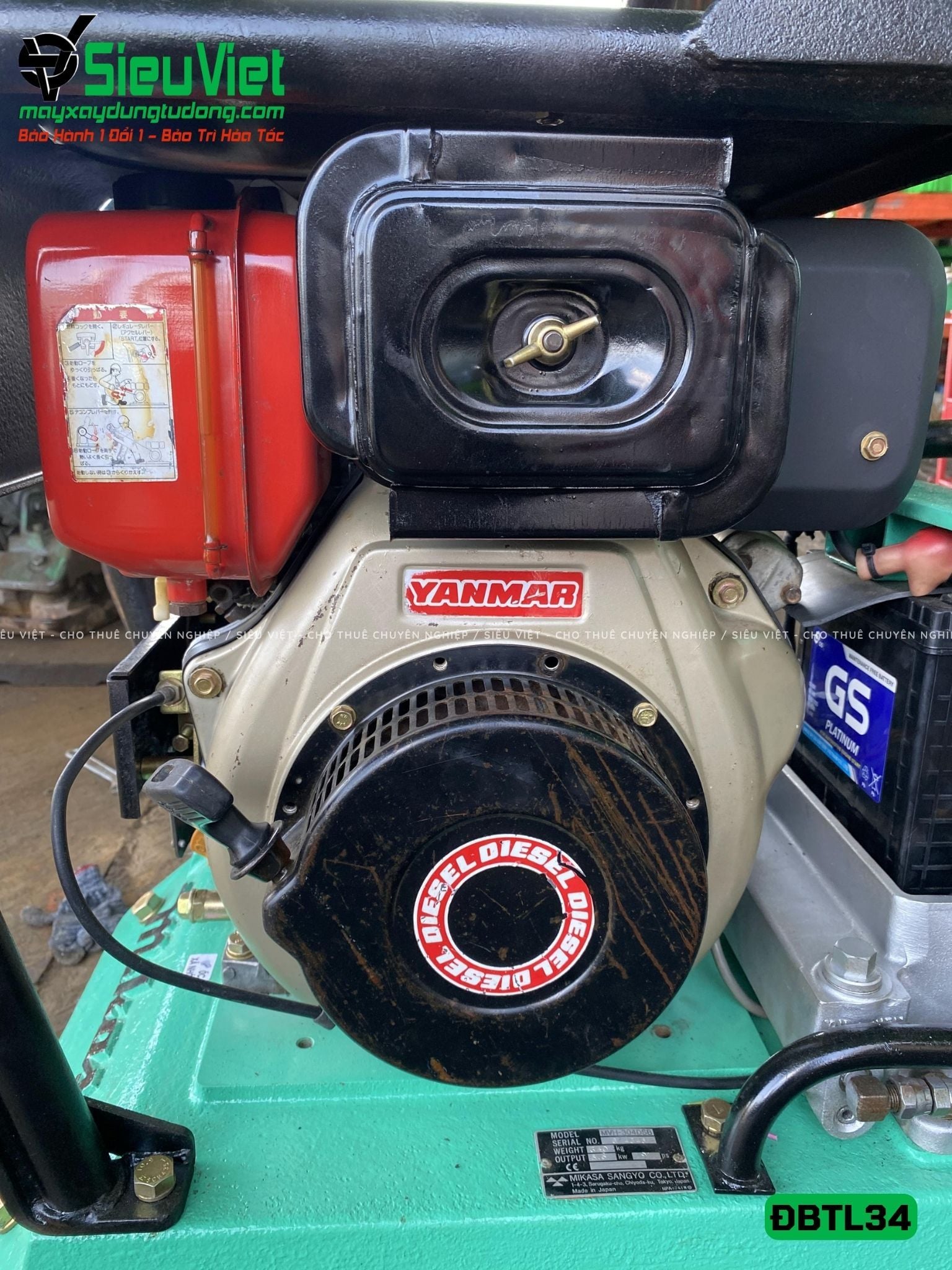 Cũ, Loại 2 - Máy đầm bàn thuỷ lực DBTL34 300-400Kg - Dầu Diesel