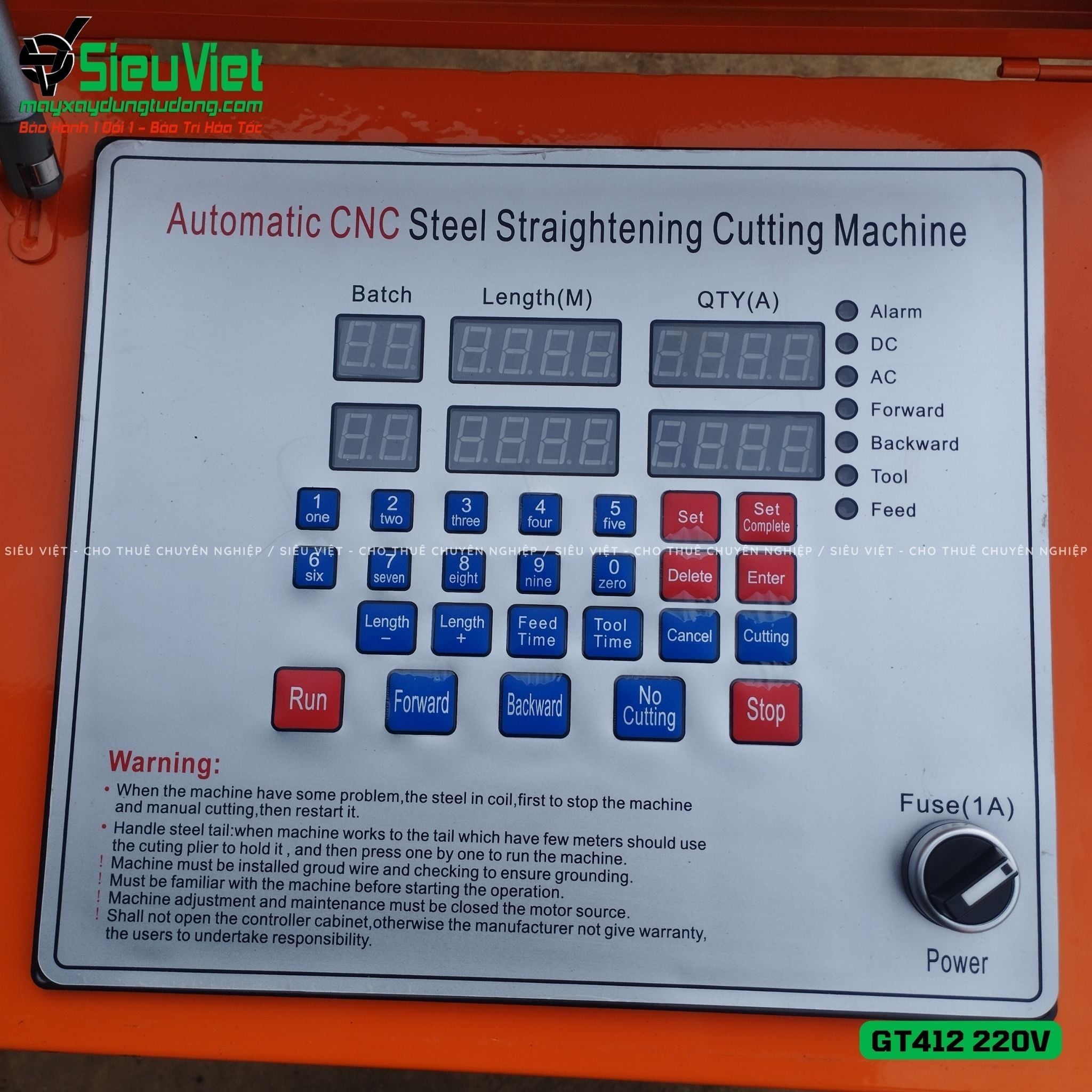 Thuê Ngày Máy duỗi cắt sắt tự động phi 5 > 10mm GT412 (Điện 220V)