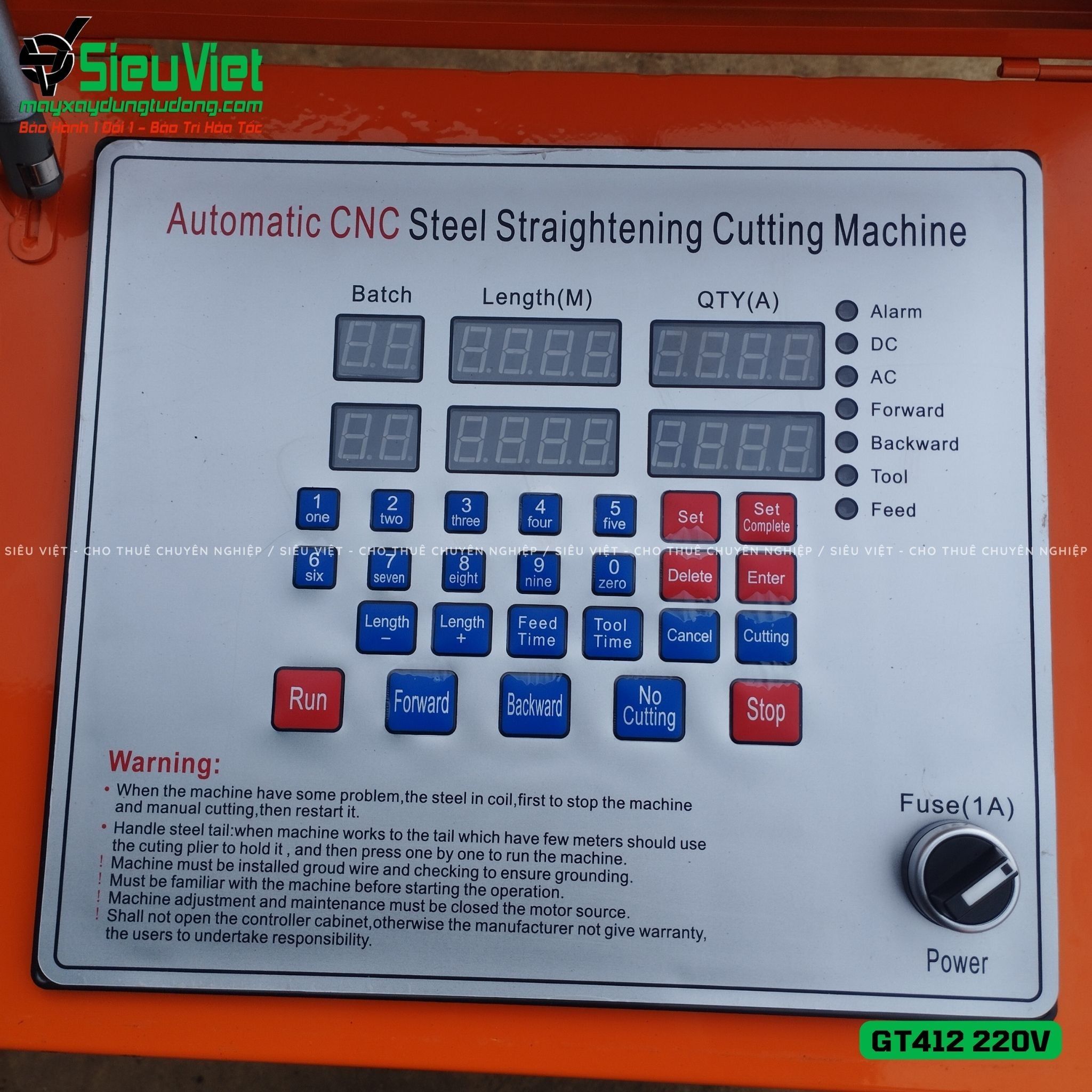 Máy duỗi cắt sắt tự động phi 5 > 10mm GT412 (Điện 220V, dân dụng)
