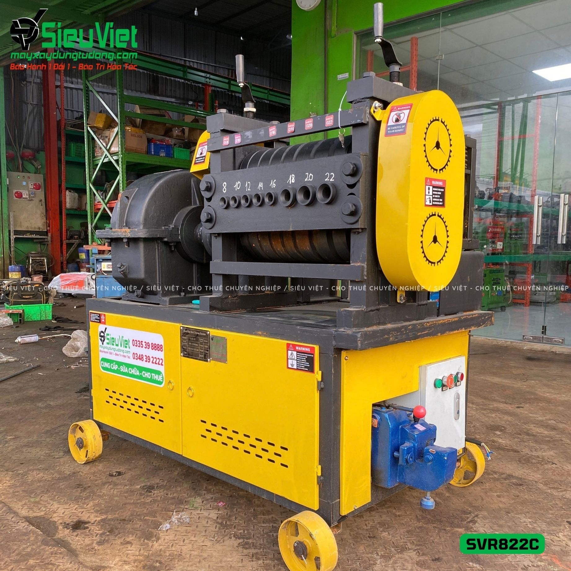 Máy duỗi sắt phế liệu phi 8-22 SVR822C (Điện 380v, 3 Pha)