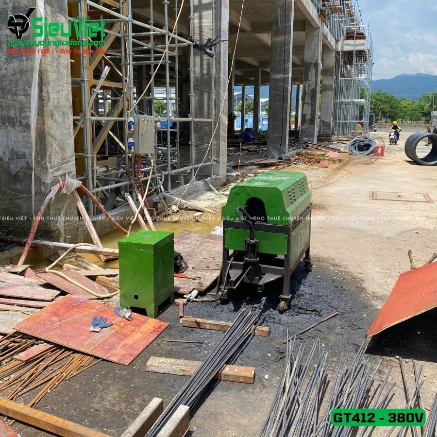 Thuê Tháng Máy duỗi cắt sắt tự động phi 5>10mm GT412 - Điện 380V