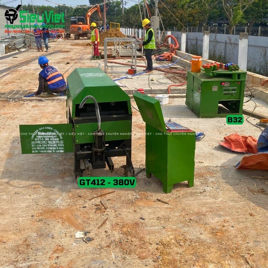 Thuê Tháng Máy duỗi cắt sắt tự động phi 5>10mm GT412 - Điện 380V