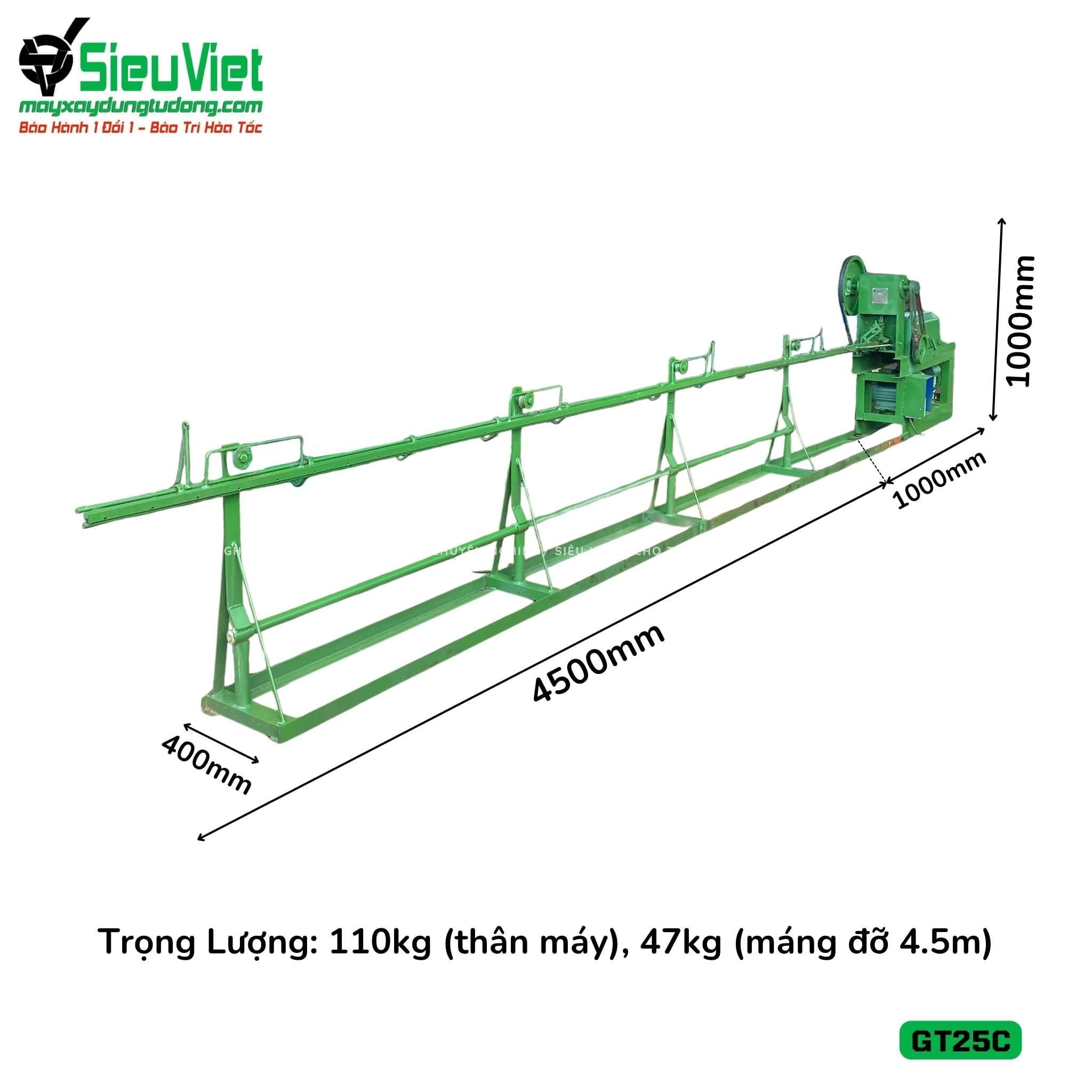 Máy duỗi cắt sắt tự động GT25C, máng dài 4.5m (Điện 220V, Dân dụng)