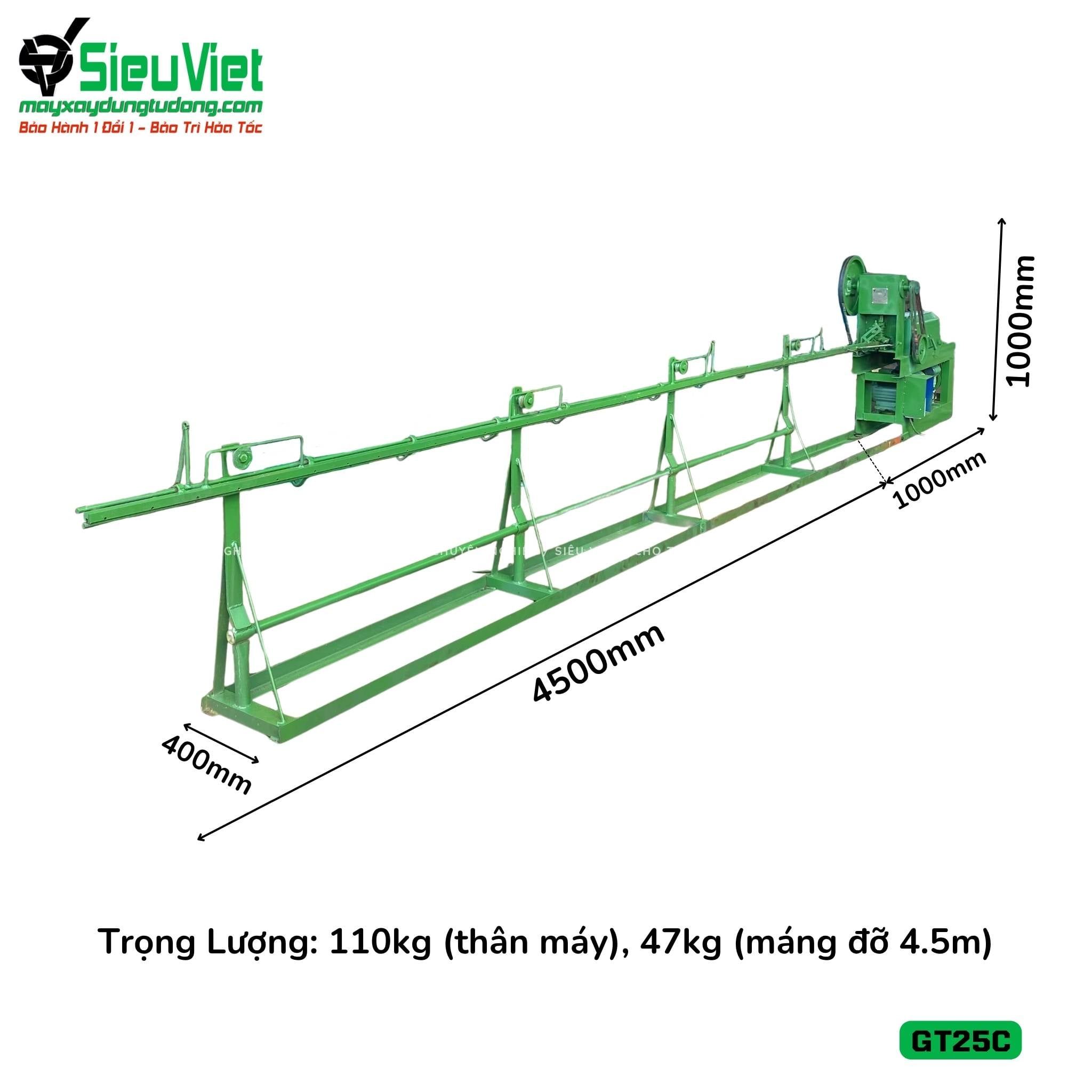 Máy duỗi cắt sắt tự động GT25C, máng dài 4.5m (Điện 380V)