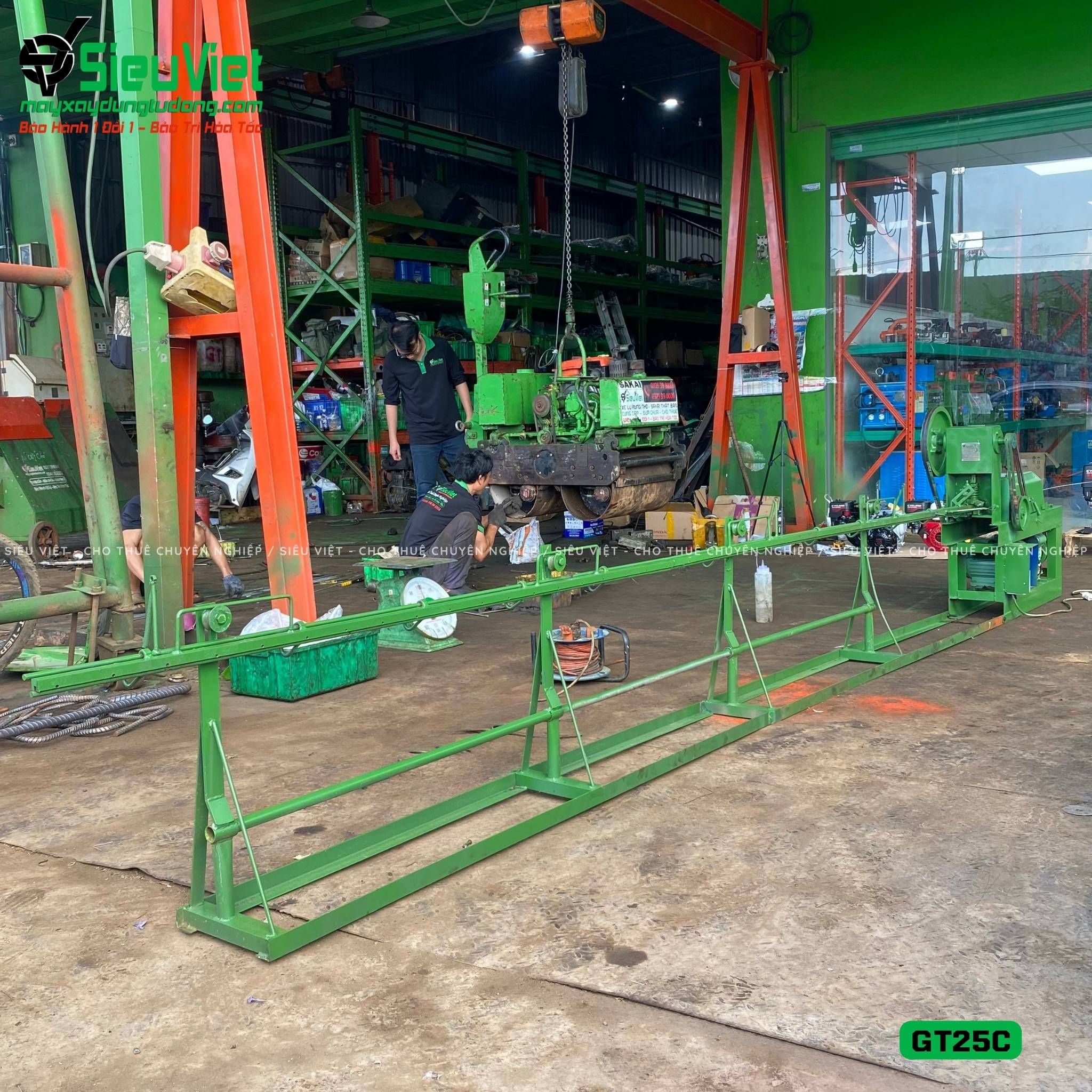 Máy duỗi cắt sắt tự động GT25C, máng dài 4.5m (Điện 380V)