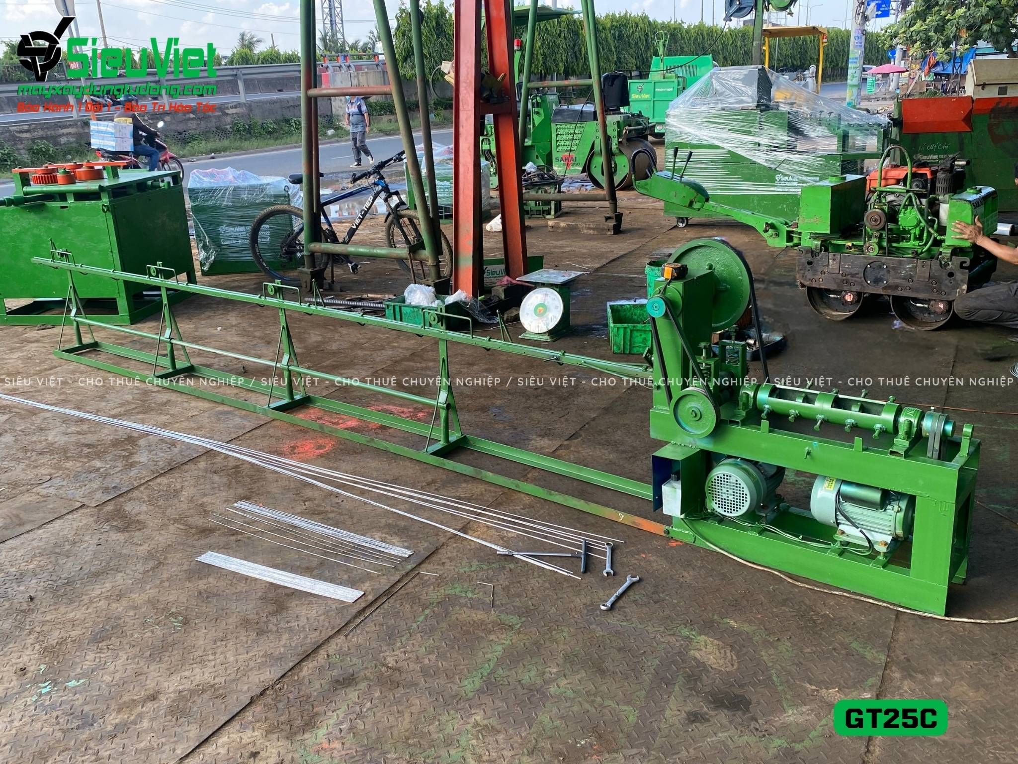 Máy duỗi cắt sắt tự động GT25C, máng dài 4.5m (Điện 380V)